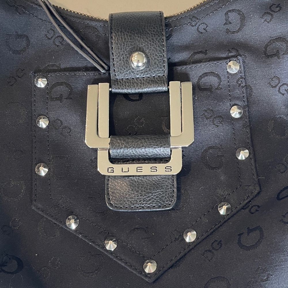 Vintage GUESS Y2K! Monogrammed Black Hobo Bag